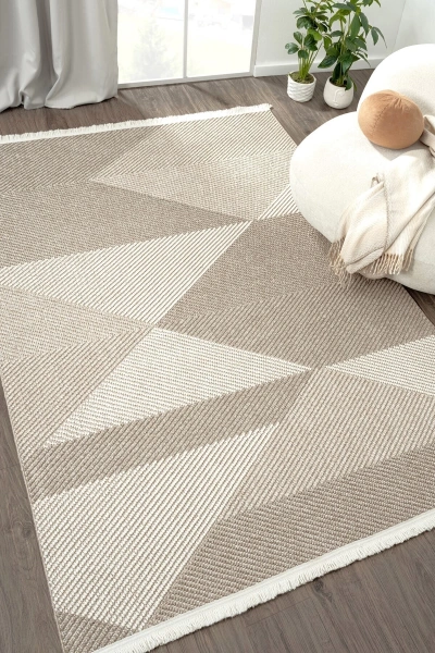 Krem Bej Vizon Yumuşak Dokuma Halı Salon Oturma Odası Mutfak Koridor Yolluk Halı 002