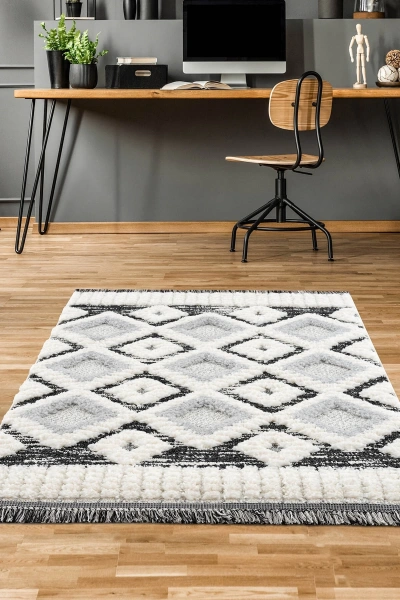 Elite Bukle Yumuşak Shaggy Selma Serisi Saçaklı Desenli Halı Kilim Salon Oturma Odası