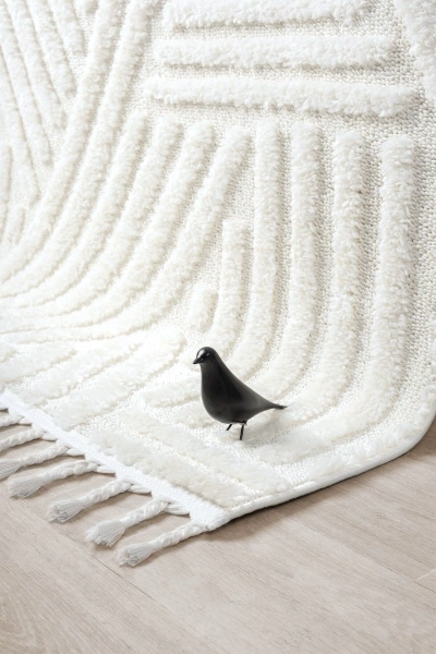 Krem Bukleli Yumuşak Dokuma Halı Peluş Post Krem Çocuk Odası Oturma Odası Salon Mutfak Halısı