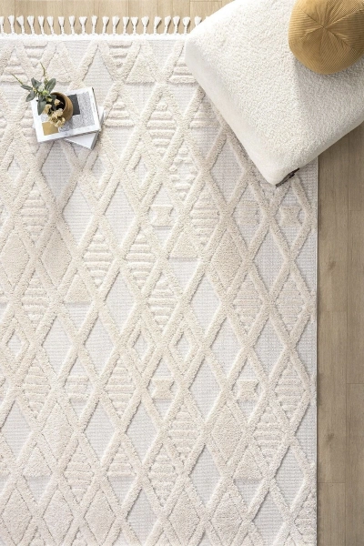 Krem Modern Dokuma Halı Yolluk Antre Oturma Odası Salon Mutfak Halısı