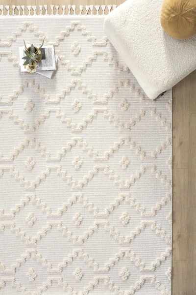 Krem Renk Modern Dokuma Halı Yolluk Antre Oturma Odası Salon Mutfak Halısı