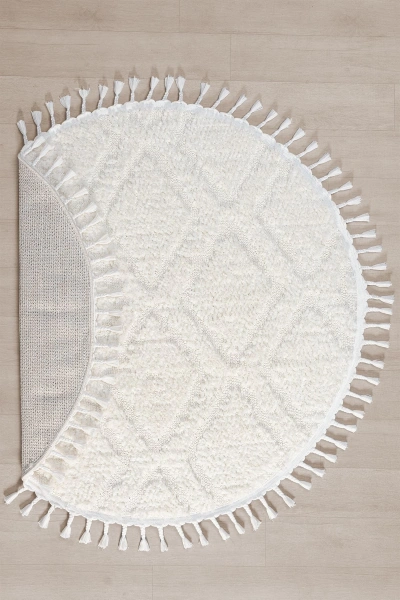 Krem Yumuşak Yuvarlak Modern Dokuma Halı Çocuk Odası Yatak Odası Antre Hol Mutfak Halısı Yuvarlak