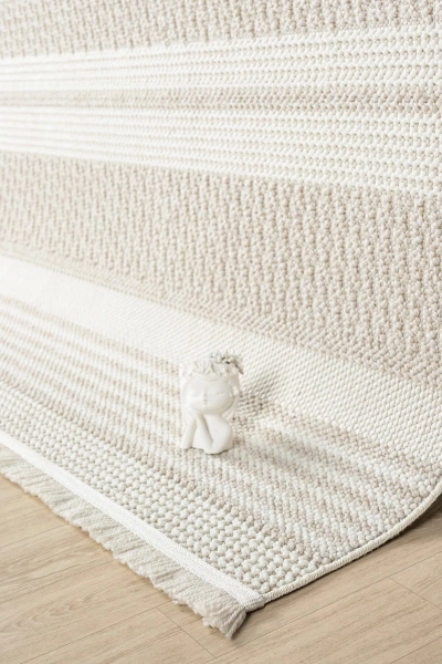 Krem Bej Yumuşak Dokulu Halı Kilim Salon Mutfak Koridor Yolluk Dokuma Makine Halısı 0015