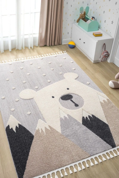 Ayıcıklı Yumuşak Bukleli Dokuma Halı Bebek Odası Çocuk Odası Genç Odası Halısı 17
