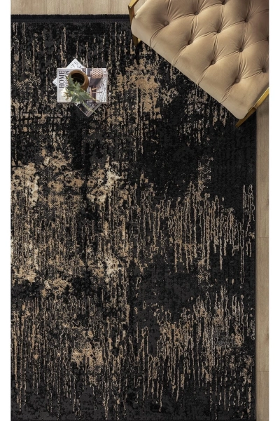 Modern Siyah Dokuma Halı Yolluk Antre Oturma Odası Salon Mutfak Halısı