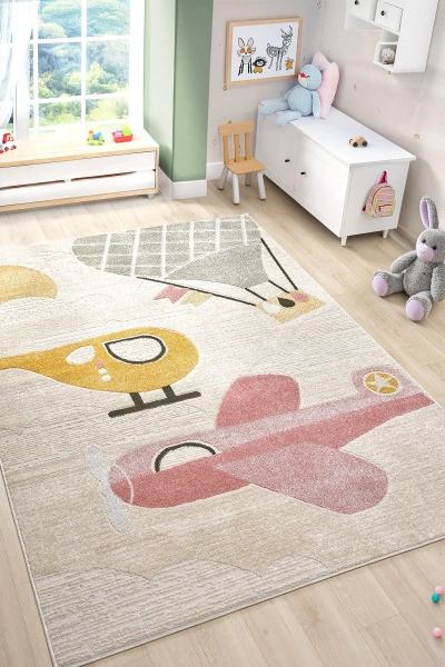 Yumuşak Dokuma Halı Leke Tutmaz Uçak Figürlü Bebek Odası Çocuk Odası Genç Odası Halısı UÇAK