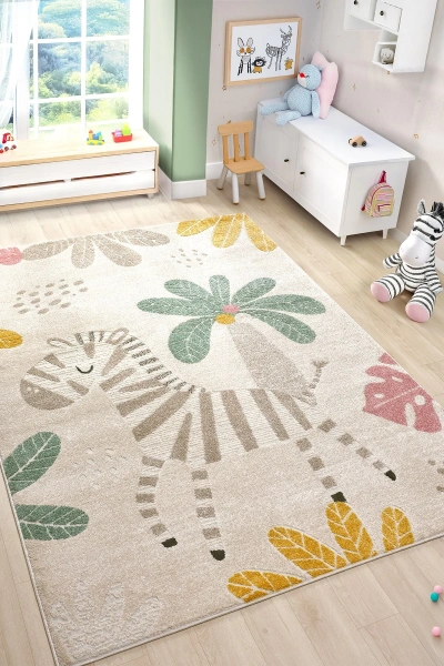 Yumuşak Dokuma Halı Zebra Figürlü Leke Tutmaz Bebek Odası Çocuk Odası Genç Odası Halısı ZEBRA