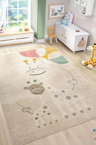 Yumuşak Dokuma Halı Zürafa Figürlü Leke Tutmaz Bebek Odası Çocuk Odası Genç Odası Halısı ZÜRAFA