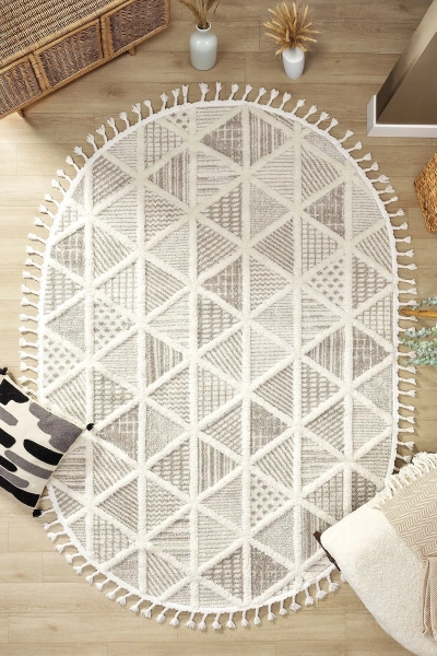 Krem Bej Dokuma Oval Halı Antre Çocuk Odası Oturma Odası Salon Mutfak Halısı OVAL