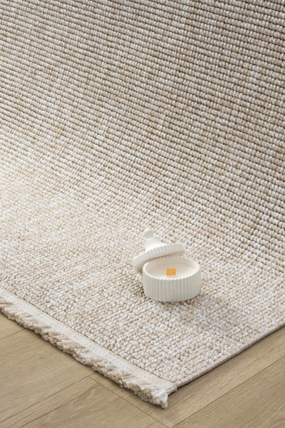 Bej Bukleli Dokuma Halı Salon Oturma Odası Yatak Çocuk Odası Koridor Halısı Yolluk Bej