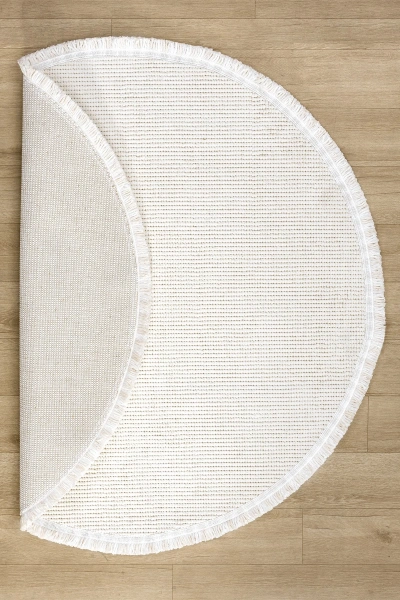 Beyaz Daire Yuvarlak Modern Dokuma Halı Bukleli BEYAZ DAİRE