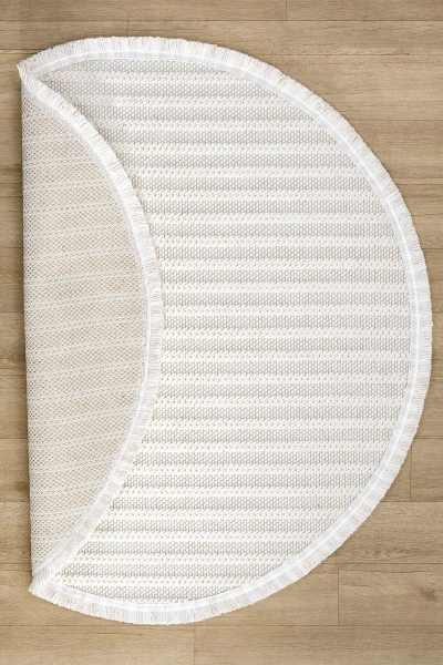 Beyaz Yumuşak Dokulu Daire Halı Kilim Salon Mutfak Koridor Yolluk Dokuma Makine Halısı 004 DAİRE