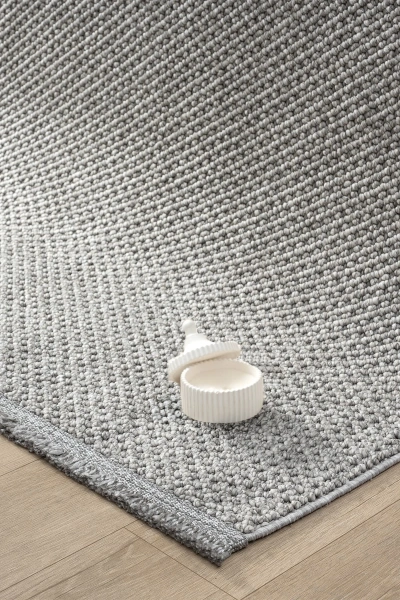 Gri Yumuşak Dokulu Halı Kilim Salon Mutfak Koridor Yolluk Dokuma Makine Halısı 0010