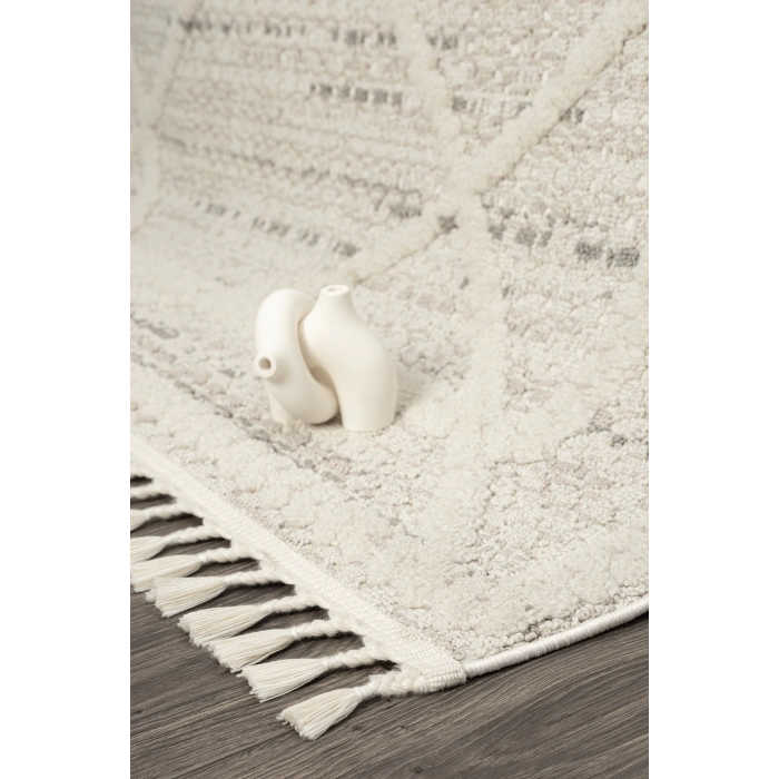 Krem Modern Desen Dokuma Halı Oturma Odası Salon Mutfak Antre Yolluk Halısı