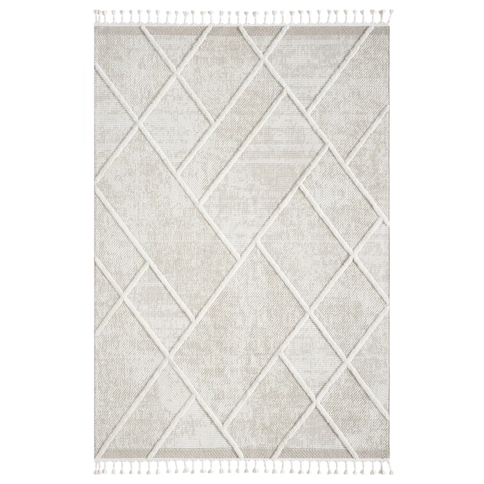 Krem Dokuma Halı Bukleli Yolluk Antre Oturma Odası Salon Mutfak Halısı