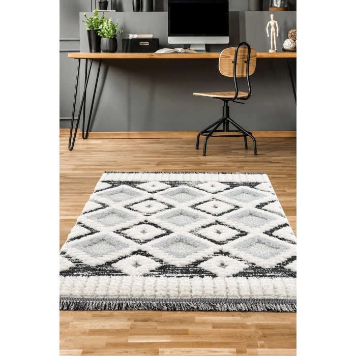 Elite Bukle Yumuşak Shaggy Selma Serisi Saçaklı Desenli Halı Kilim Salon Oturma Odası