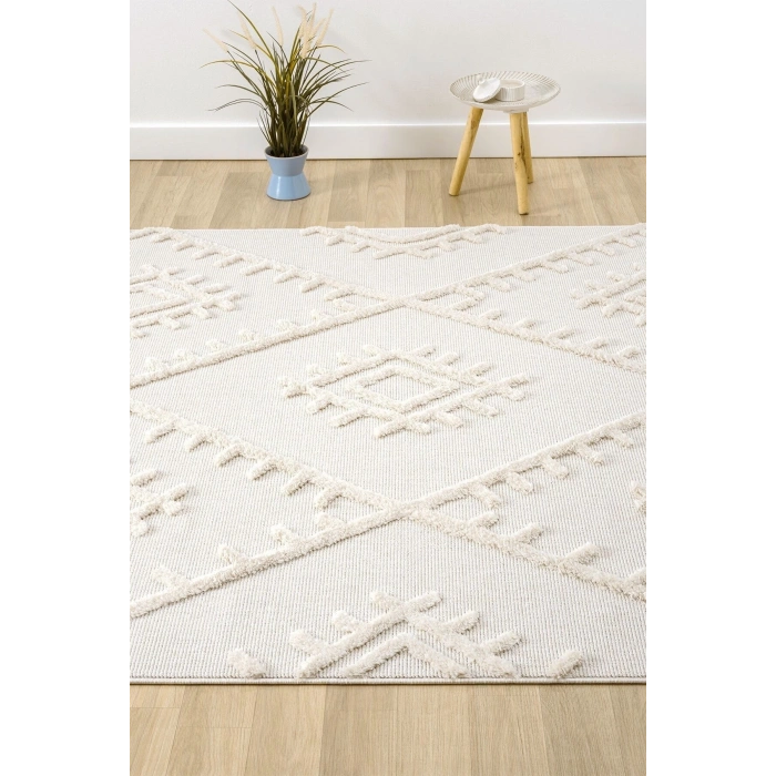 Krem Modern Dokuma Halı Yolluk Antre Oturma Odası Salon Mutfak Halısı