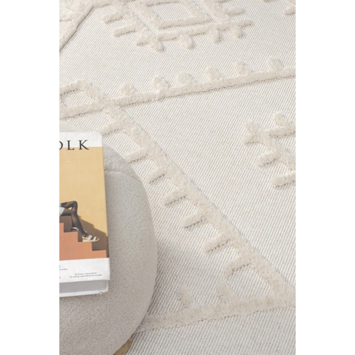 Krem Modern Dokuma Halı Yolluk Antre Oturma Odası Salon Mutfak Halısı