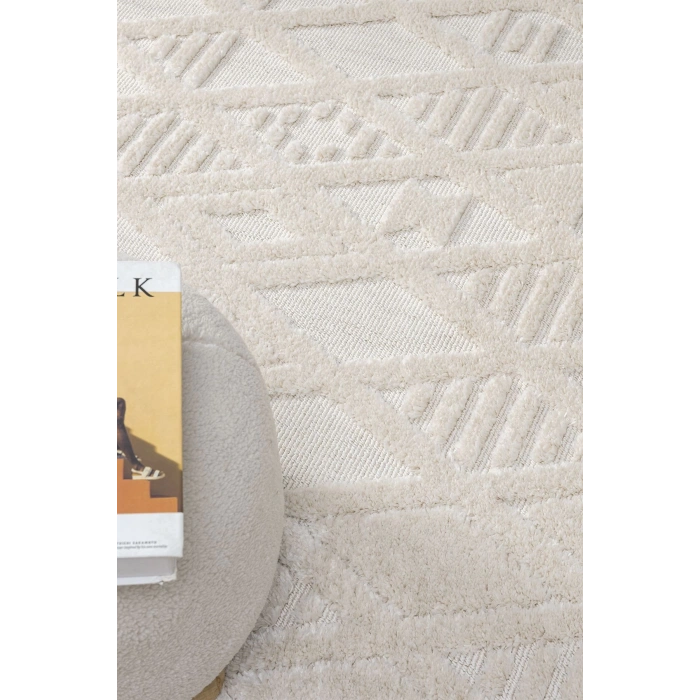 Krem Modern Dokuma Halı Yolluk Antre Oturma Odası Salon Mutfak Halısı