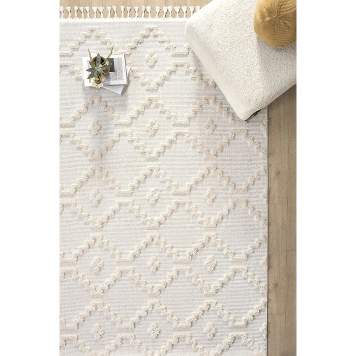 Krem Renk Modern Dokuma Halı Yolluk Antre Oturma Odası Salon Mutfak Halısı