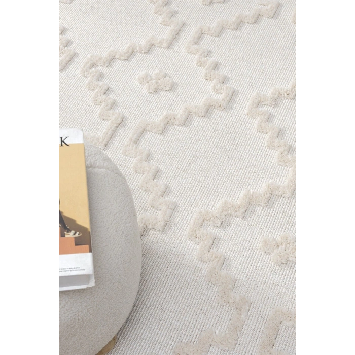 Krem Renk Modern Dokuma Halı Yolluk Antre Oturma Odası Salon Mutfak Halısı