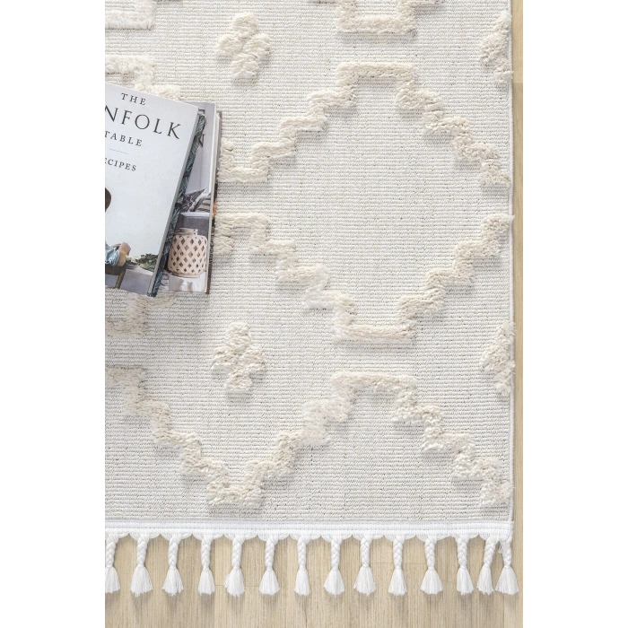 Krem Renk Modern Dokuma Halı Yolluk Antre Oturma Odası Salon Mutfak Halısı