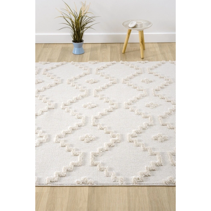 Krem Renk Modern Dokuma Halı Yolluk Antre Oturma Odası Salon Mutfak Halısı