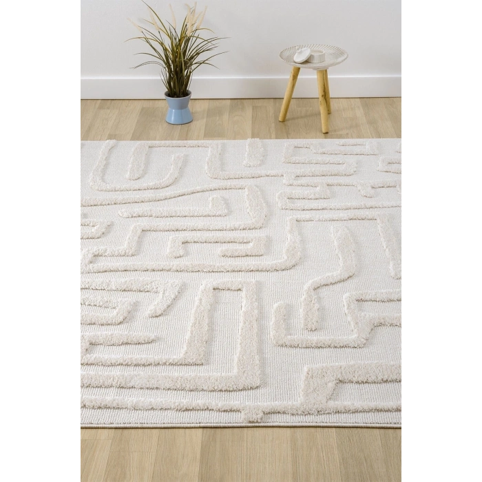 Krem Renk Modern Dokuma Halı Yolluk Antre Oturma Odası Salon Mutfak Halısı