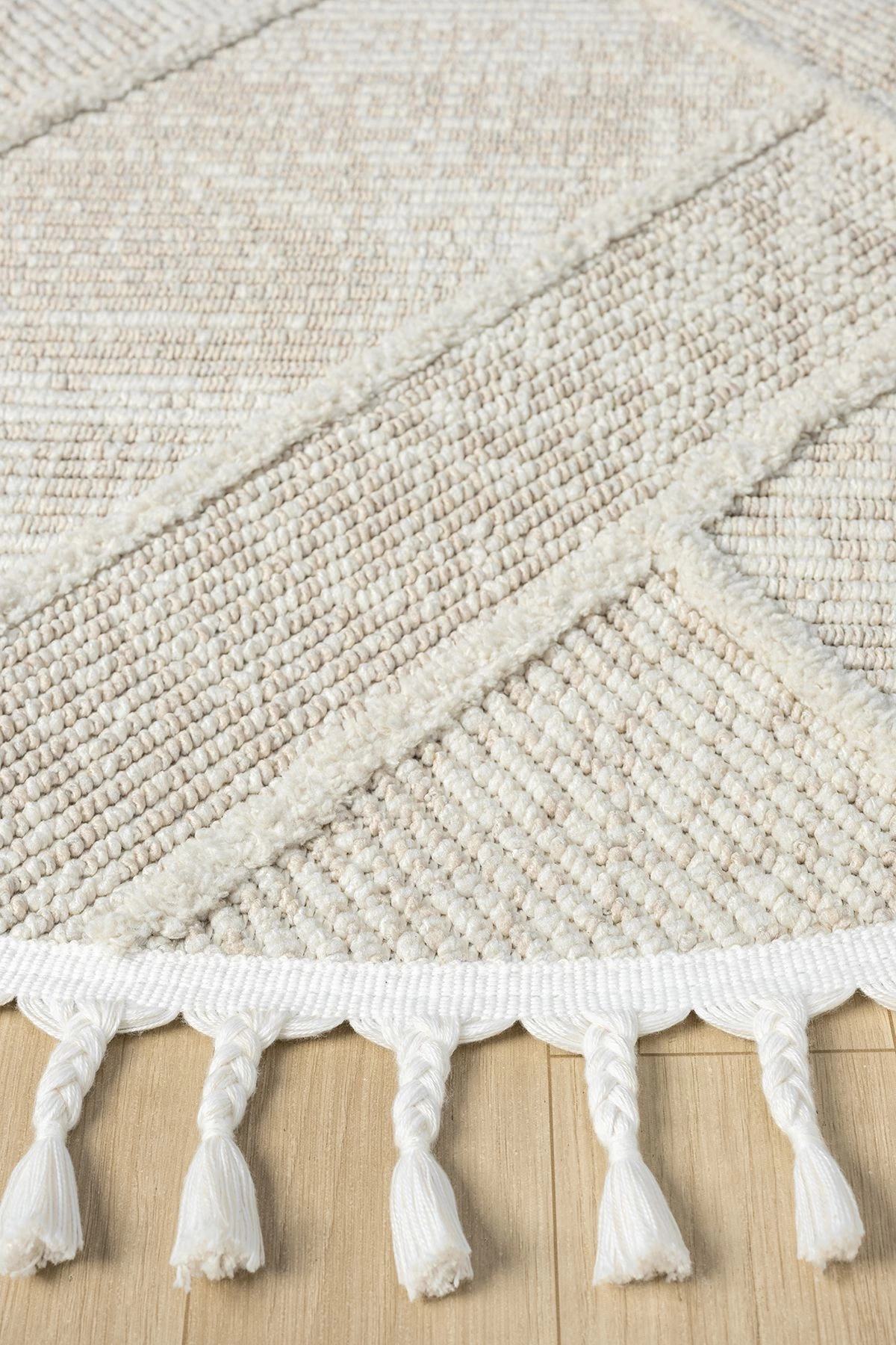 Krem Bej Yuvarlak Dokuma Halı Yolluk Antre Oturma Odası Salon Mutfak Halısı YUVARLAK