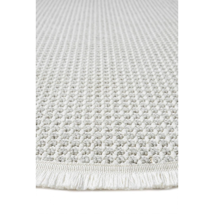 Beyaz Gri Yumuşak Daire Halı Kilim Salon Mutfak Koridor Yolluk Dokuma Makine Halısı 0014 DAİRE