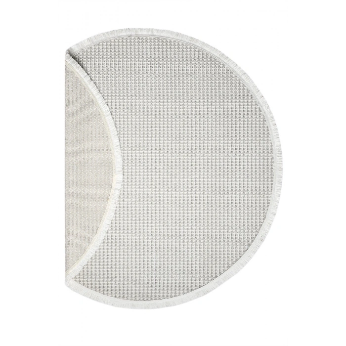Beyaz Gri Yumuşak Daire Halı Kilim Salon Mutfak Koridor Yolluk Dokuma Makine Halısı 0014 DAİRE