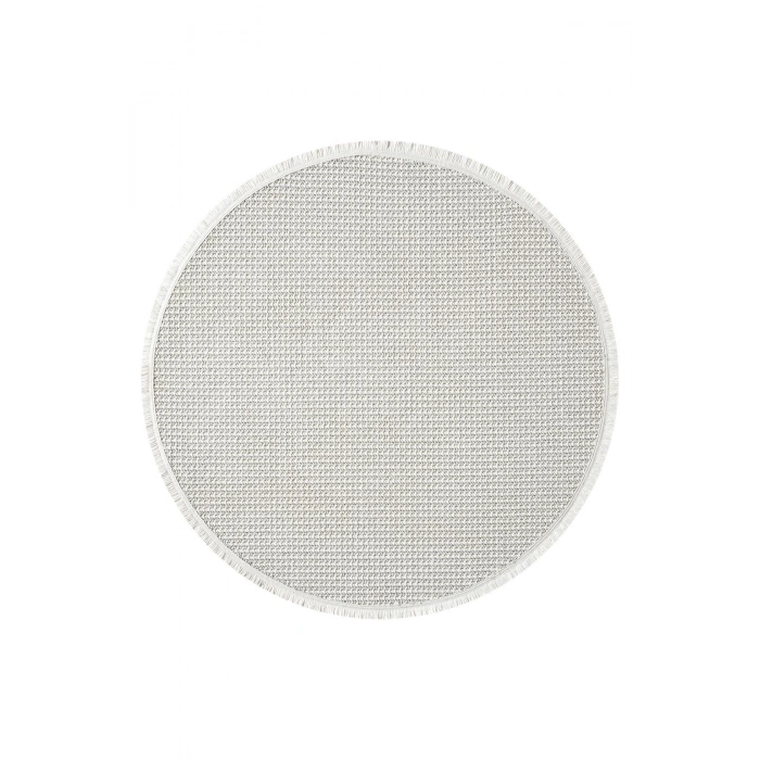 Beyaz Gri Yumuşak Daire Halı Kilim Salon Mutfak Koridor Yolluk Dokuma Makine Halısı 0014 DAİRE