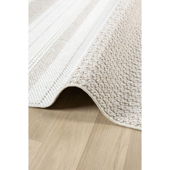 Krem Bej Yumuşak Dokulu Halı Kilim Salon Mutfak Koridor Yolluk Dokuma Makine Halısı 0015