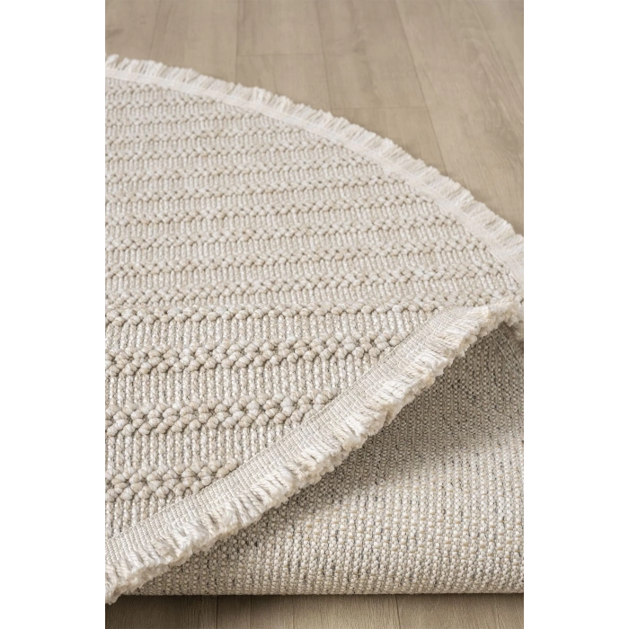 Bej Kahverengi Yuvarlak Dokuma Halı Salon Mutfak Koridor Yolluk Dokuma Makine Halısı 0019 DAİRE