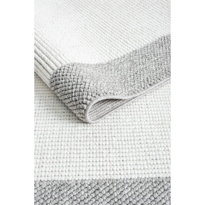 Beyaz Gri Yumuşak Dokuma Halı Bordürlü Salon Mutfak Koridor Yolluk Dokuma Makine Halısı 0020