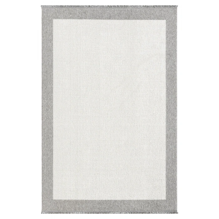 Beyaz Gri Yumuşak Dokuma Halı Bordürlü Salon Mutfak Koridor Yolluk Dokuma Makine Halısı 0020