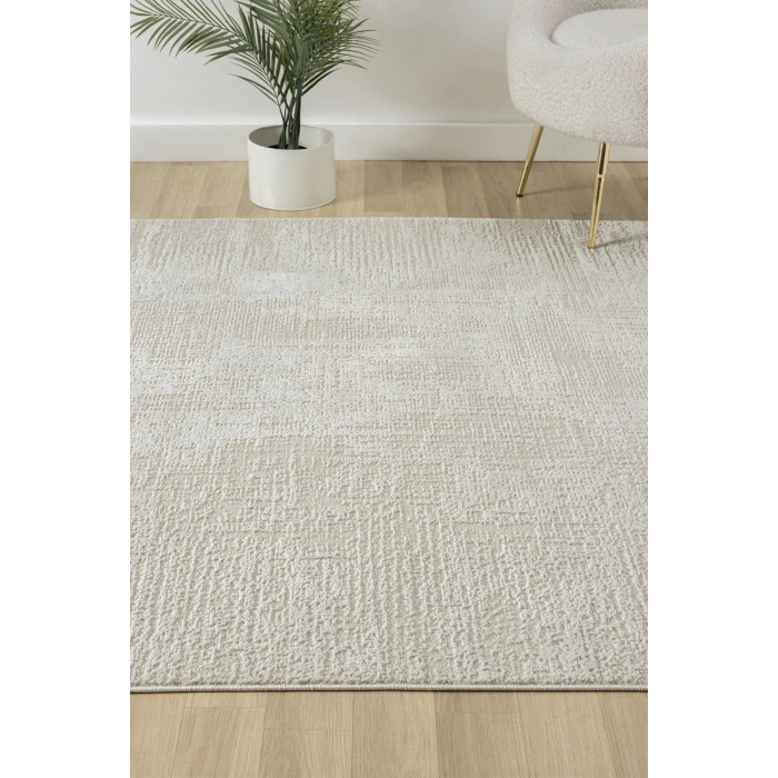 Modern Dokuma Halı Yıkanabilir Yolluk Antre Oturma Odası Halısı Salon Halısı Grimsi BEYAZ