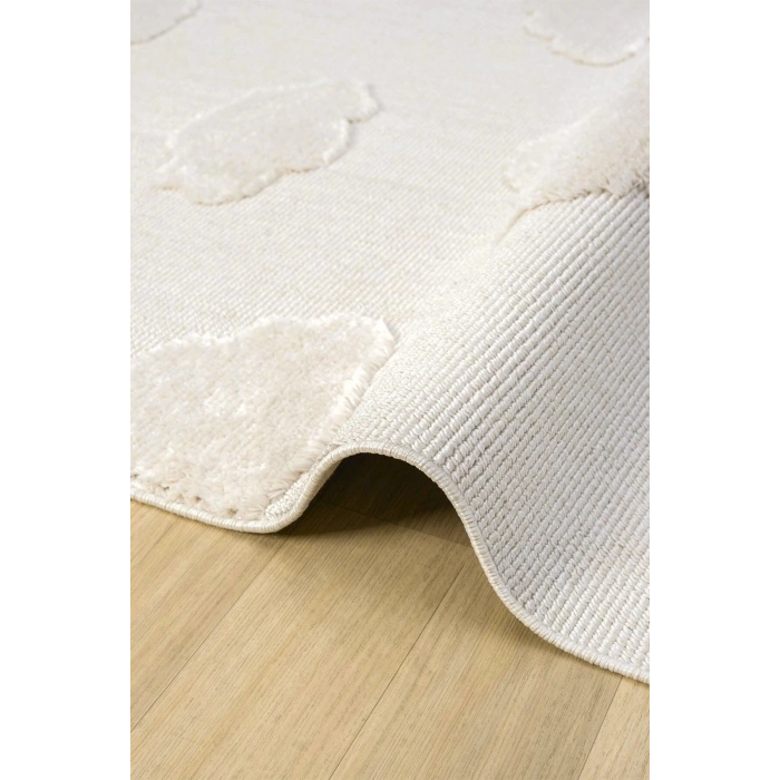 Bulut Desenli Krem Renk Dokuma Halı Bebek Odası Çocuk Odası Halısı 1