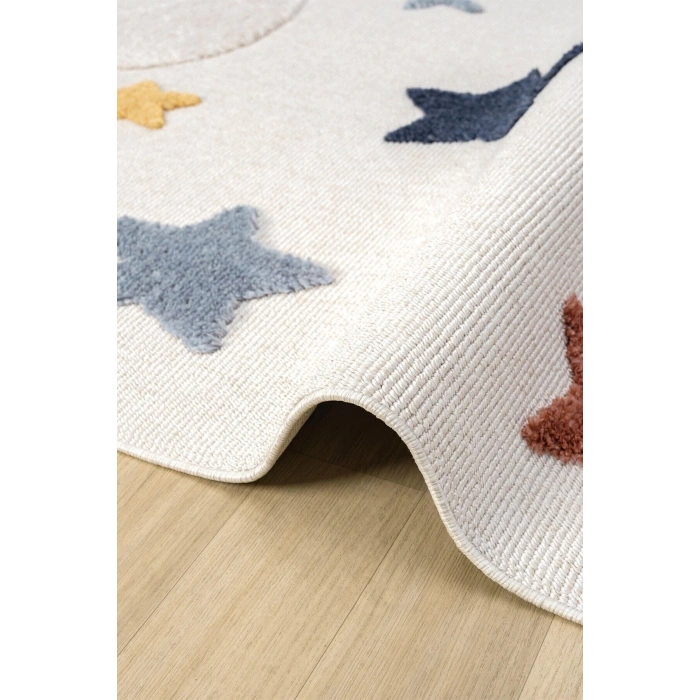 Yumuşak Renkli Bukleli Yıldızlı Dokuma Halı Bebek Odası Çocuk Odası Genç Odası Halısı 5