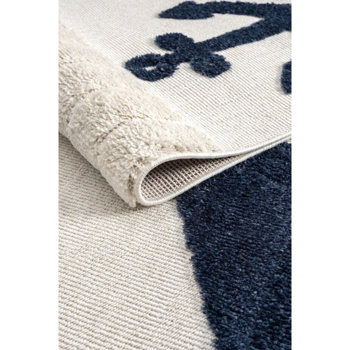 Yumuşak Renkli Bukleli Denizcilik Figürlü Dokuma Halı Bebek Odası Çocuk Odası Genç Odası Halısı 4