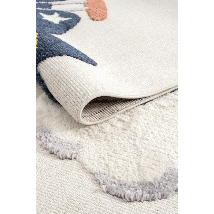 Yumuşak Renkli Bukleli Uçak Figürlü Dokuma Halı Bebek Odası Çocuk Odası Genç Odası Halısı 7