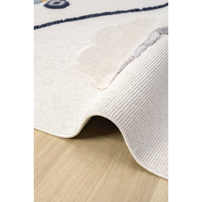 Yumuşak Renkli Bukleli Uçak Figürlü Dokuma Halı Bebek Odası Çocuk Odası Genç Odası Halısı 7