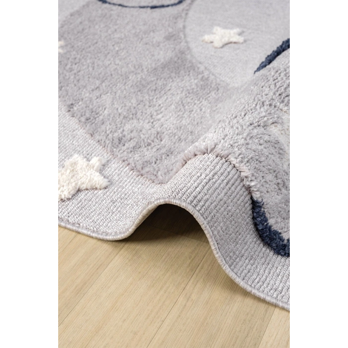 Gri Renk Yumuşak Bukleli Bulut Ay Dokuma Halı Bebek Odası Çocuk Odası Genç Odası Halısı 9