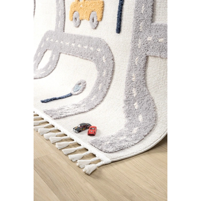 Yumuşak Renkli Bukleli Araba Yolu Dokuma Halı Bebek Odası Çocuk Odası Genç Odası Halısı 8