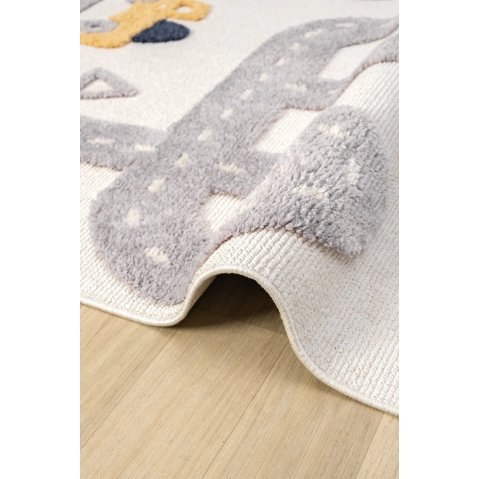 Yumuşak Renkli Bukleli Araba Yolu Dokuma Halı Bebek Odası Çocuk Odası Genç Odası Halısı 8