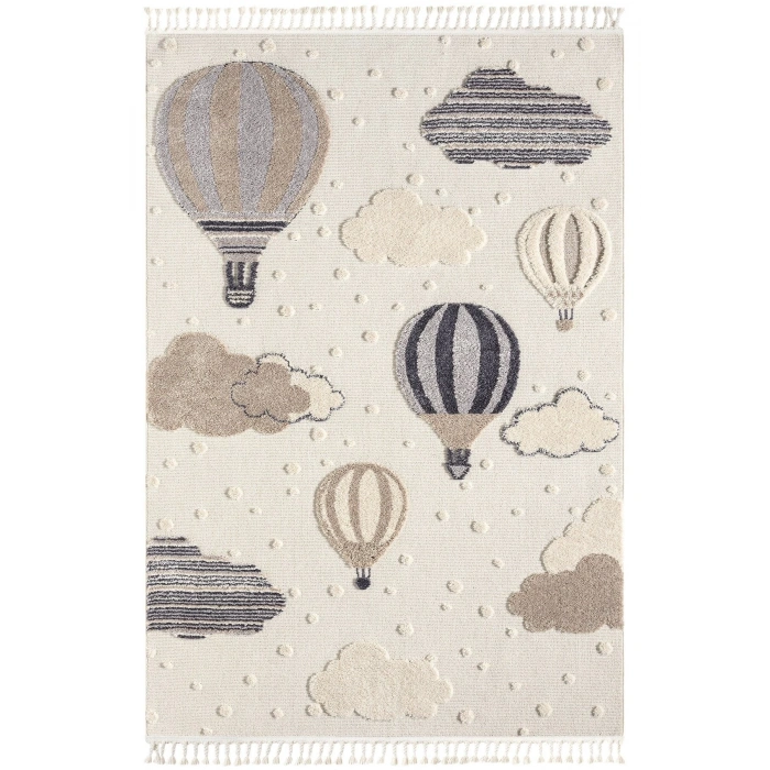 Krem Yumuşak Bukleli Balonlu Bulutlu Dokuma Halı Bebek Odası Çocuk Odası Genç Odası Halısı 16