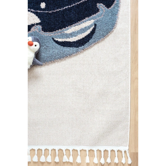 Yumuşak Bukleli Krem Mavi Araba Figürlü Dokuma Halı Bebek Odası Çocuk Odası Genç Odası Halısı 14