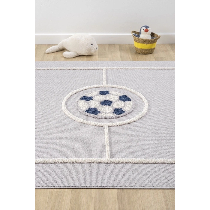 Futbol Sahası Gri Halı Yumuşak Bukleli Dokuma Halı Bebek Odası Çocuk Odası Genç Odası Halısı 15