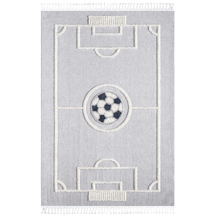 Futbol Sahası Gri Halı Yumuşak Bukleli Dokuma Halı Bebek Odası Çocuk Odası Genç Odası Halısı 15