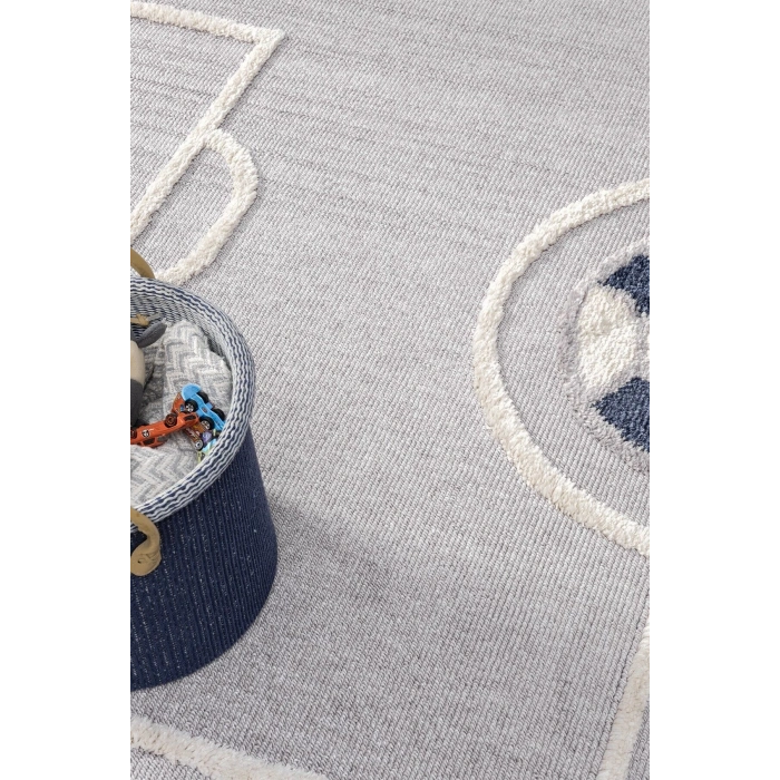 Futbol Sahası Gri Halı Yumuşak Bukleli Dokuma Halı Bebek Odası Çocuk Odası Genç Odası Halısı 15